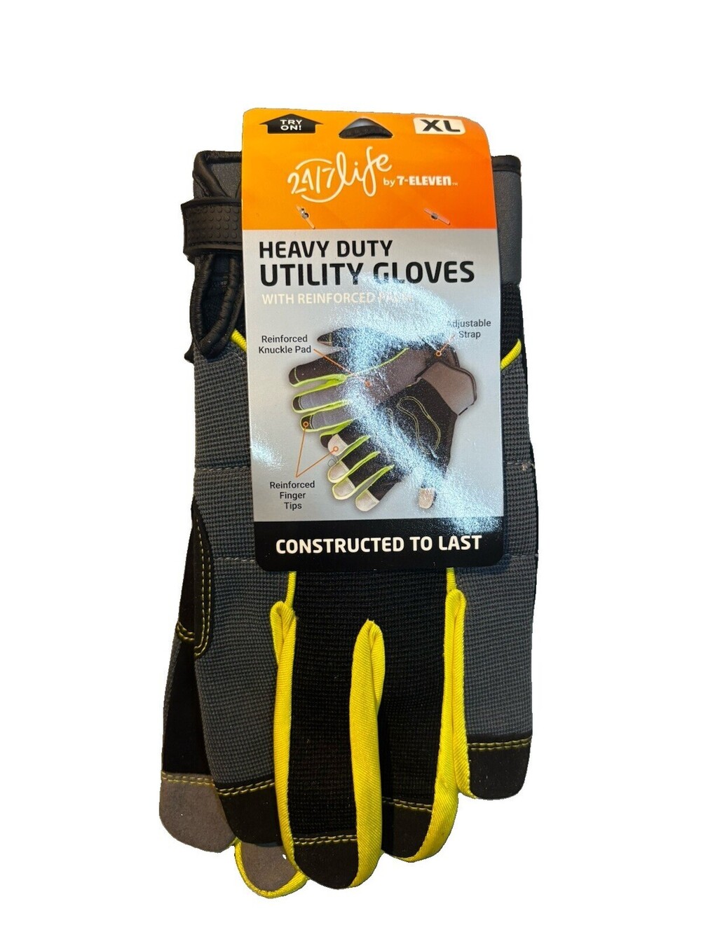 (A2) AirLife T-Eleven Heavy Duty Utility Work Gloves Reinforced Palm Yellow XL